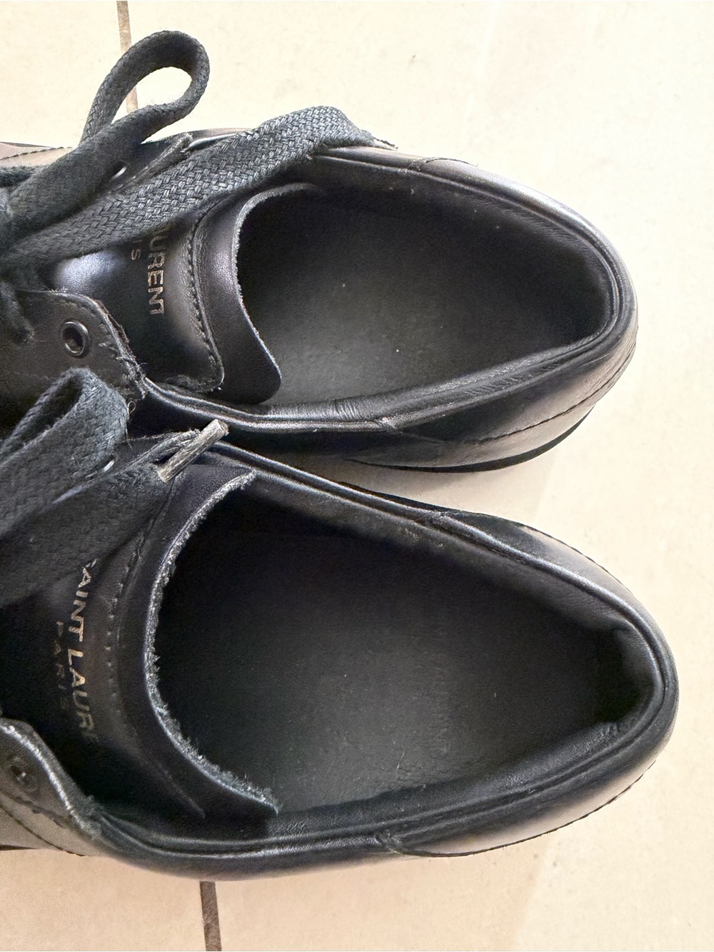 Saint Laurent WOMENS Black Leather Sneakers classic 37 size - Picture 5 of 5